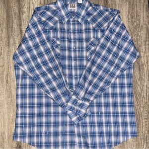 Ely Cattleman Men's Blue and White Plaid Shirt